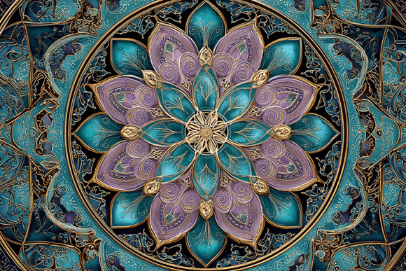 Download Luxury Teal Floral Mandala Mosaic - Mosaic Collection