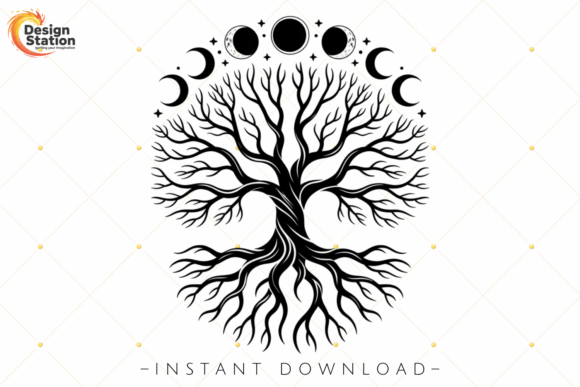 Download Mystical Celestial Tree Moon Phase PNG - Mystical Collection
