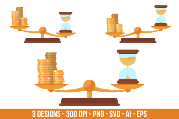 Download Balance Scale with Coins and Hourglass - Balance Collection
