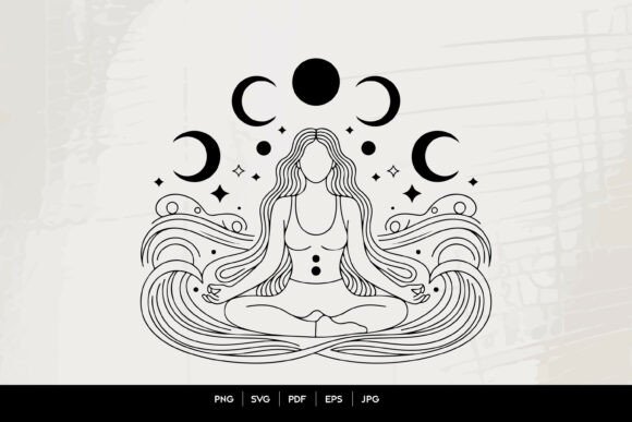 Download Mystical Moon Phase Meditation Woman Lin - Mystical Collection