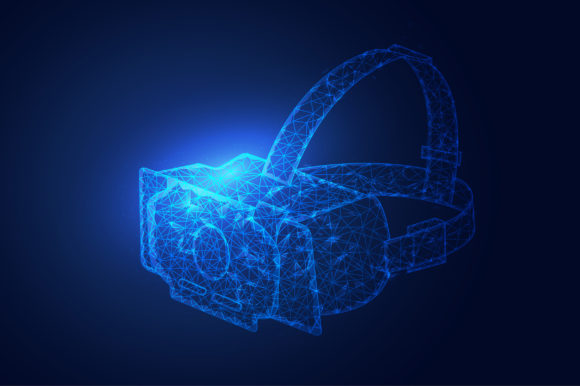 Download VR Camera Low Polygonal Blue Wireframe - Polygon Collection