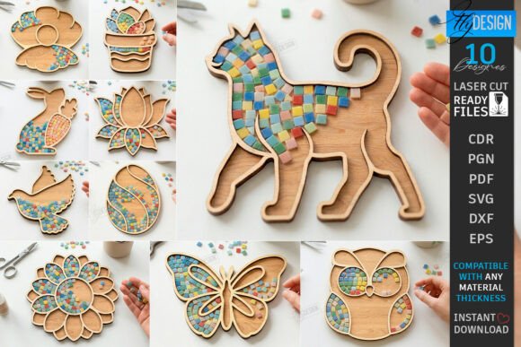 Download Wooden Mosaic Base Laser Cut Bundle SVG - Mosaic Collection