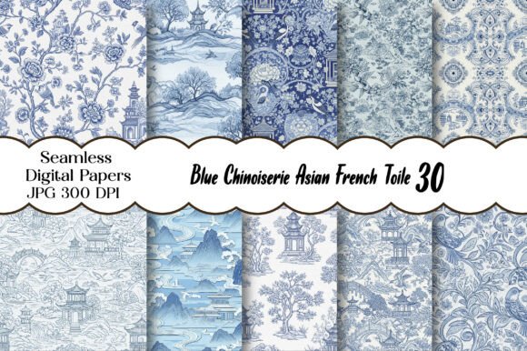 Download Blue Chinoiserie Asian French Toile - Asian Collection