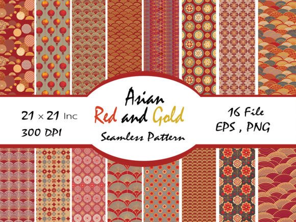 Download Asian Red and Gold Abstract Pattern - Asian Collection