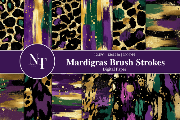 Download Mardi Gras Brush Stroke Digital Paper - Premium Resources