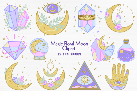 Download Magic Floral Moon Mystical PNG Bundle - Mystical Collection