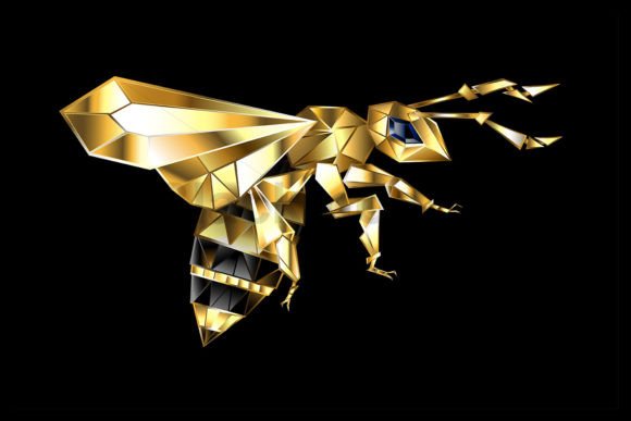 Download Flying Gold Polygonal Bee - Polygon Collection
