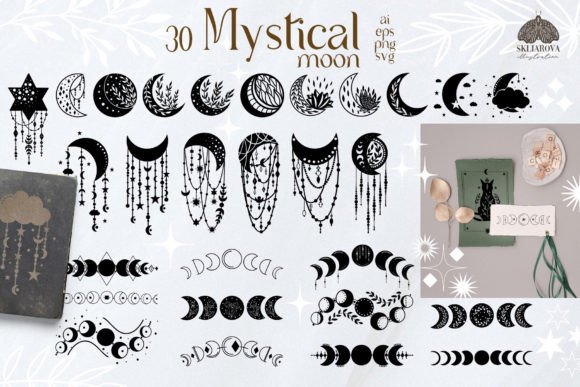 Download Mystical Moon and Moon Phases SVG PNG - Mystical Collection