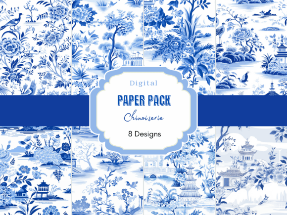 Download Blue Chinoiserie Asian French Toile - Asian Collection