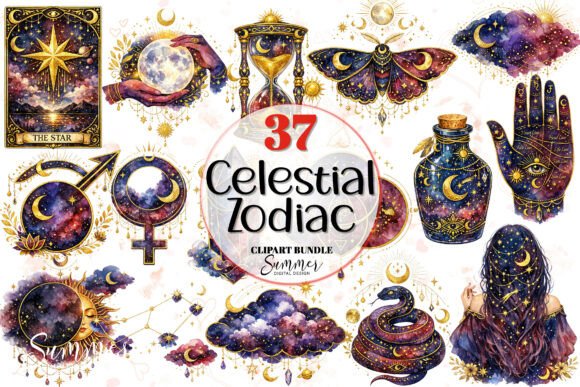 Download Mystical Moon Stars Celestial Zodiac - Mystical Collection