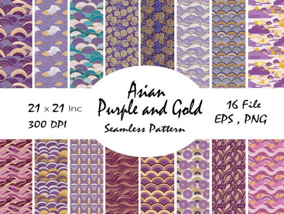 Download Asian .Purple and Gold Abstract Pattern - Asian Collection