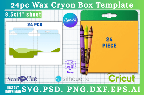 Download 24pc Wax Cryon Box SVG &amp; Canva Templates - Templates Collection